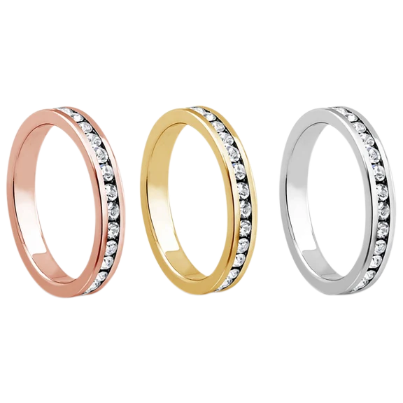 Diamond Muse 3-piece 14k Gold Plated Cubic Zirconia Ring Set