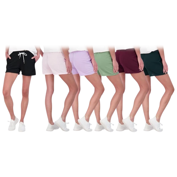 6-Pack: Nextex Apparel Women's Cotton French Terry Shorts with Pockets