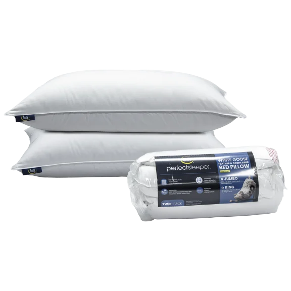 Serta 233 Thread Count White Goose Feather Down Fiber Bed Pillow - Back Sleeper
