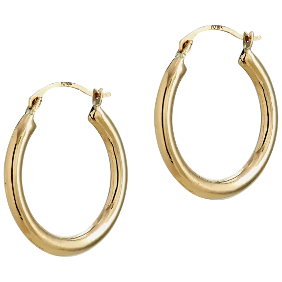Savvy Cie 10K Gold Brite Finish Hoop Earrings