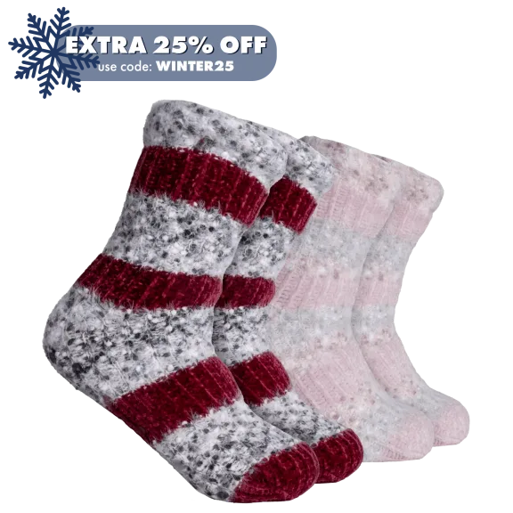 2-Pack: Nicole Miller Ladies Chenille Popcorn Lodge Socks