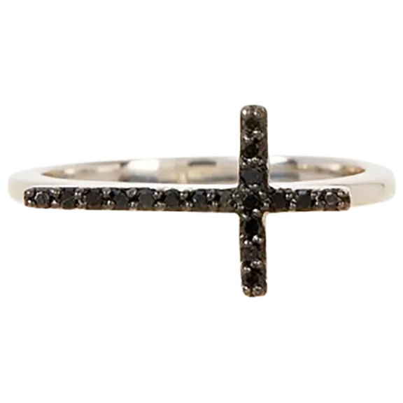 Savvy Cie Black Diamond Cross Size 7 Ring