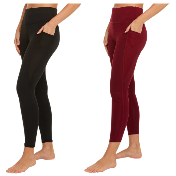 2-Pack: Nextex Apparel Women's High-Waist Active Leggings with Pockets