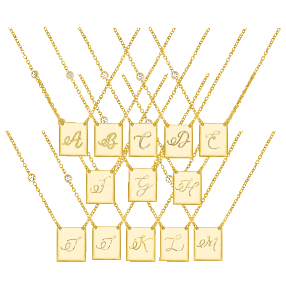 Savvy Cie Jewels Script CZ Initial Necklace in 18K Gold Vermeil