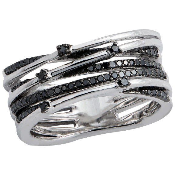Savvy Cie .35 Carat TW Black Diamond Wide Band Diamond Ring