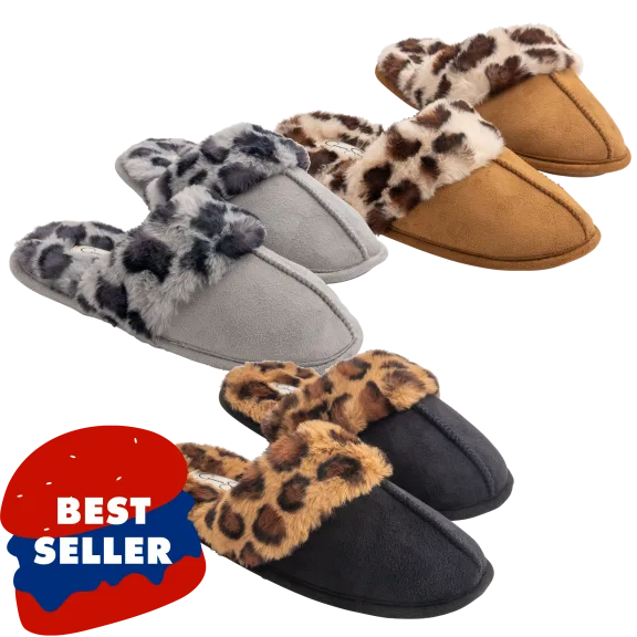 Jessica Simpson Microsuede Animal Print Scuff Slipper