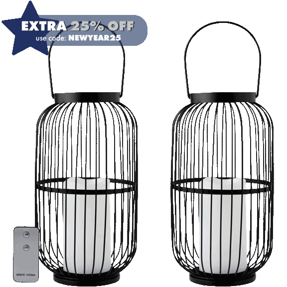 South Street Loft Set-of-2 Metal Oblong Wire Lanterns