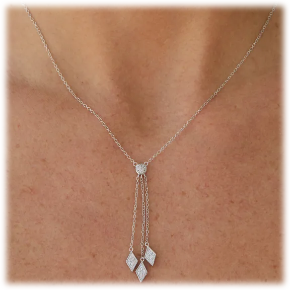 Savvy Cie Sterling Silver Classic Triple Teardrop Necklace
