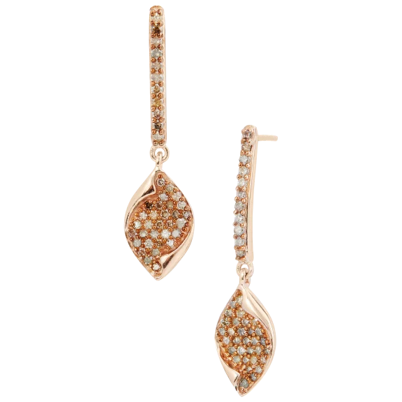 Savvy Cie 1.25 Carat TW Champagne Diamond Drop Earrings