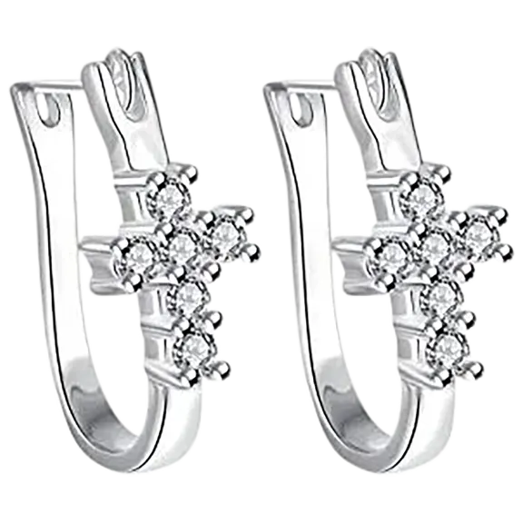 Hollywood Sensation Sterling Silver Plated Linda Cross Earrings