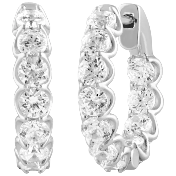 Brilliant Diamonds 3.5 Carat TW Lab Grown Diamond Solid 14K Gold Hoop Earrings