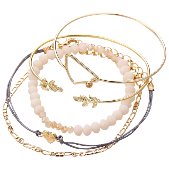 Golden NYC Jewelry 5 Piece Olive Branch Gold Plating Bracelet Set