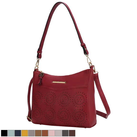 MKF Collection Alanis Laser-Cut Vegan Leather Women's Shoulder Bag by Mia K