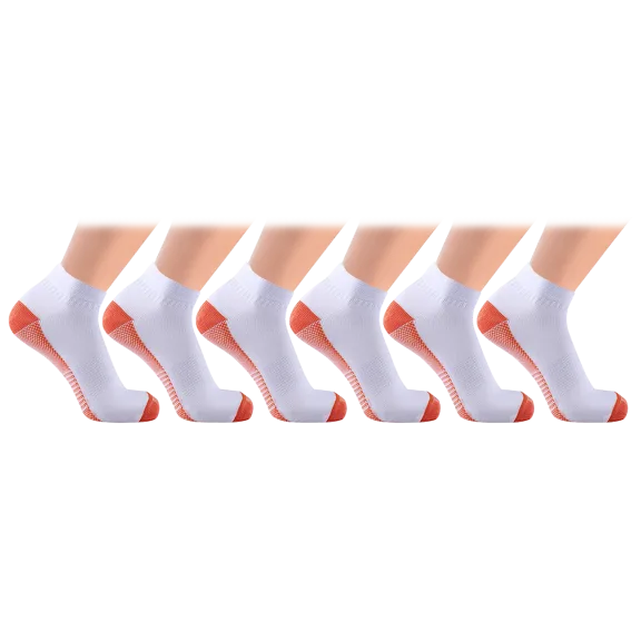 6-Pack: Extreme Fit White Copper-Infused Compression Ankle-Length Socks