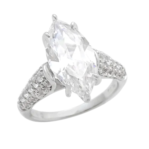Savvy Cie Sterling Silver 5 Carat Marquise Center Ring