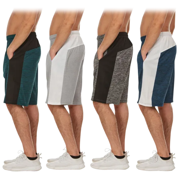4-Pack: Men's Active Athletic Dry-Fit Performance Shorts