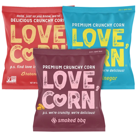 100-Pack: Love, Corn Premium Crunchy Corn (0.7 oz)