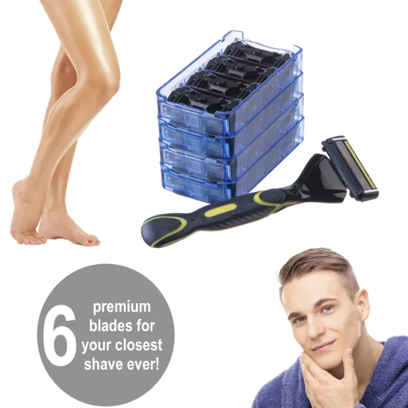 Six-Blade Premium Shaving Razor Bundles