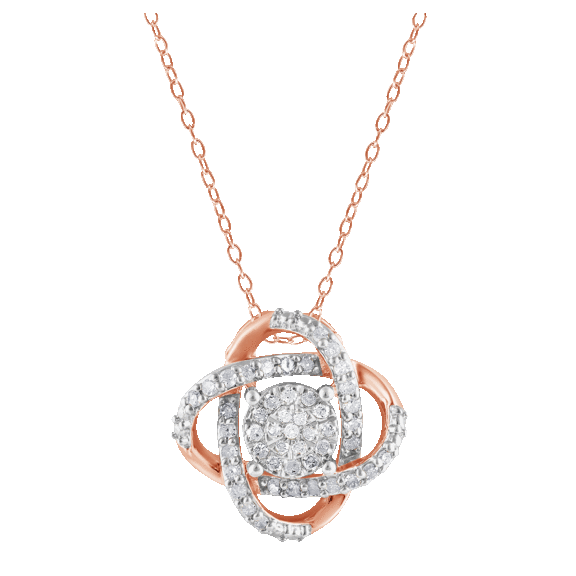 Diamond Muse 1/4 Carat TW Flower Swirl Frame Genuine Diamond Pendant Necklace