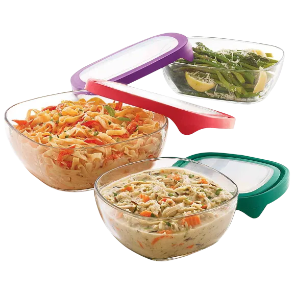 Libbey Serve It Glass Serving Containers with Lids (6 or 8 Piece Set)