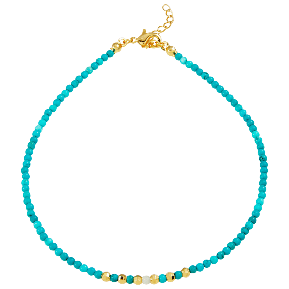 Savvy Cie 18K Gold Plated Natural Turquoise Anklet