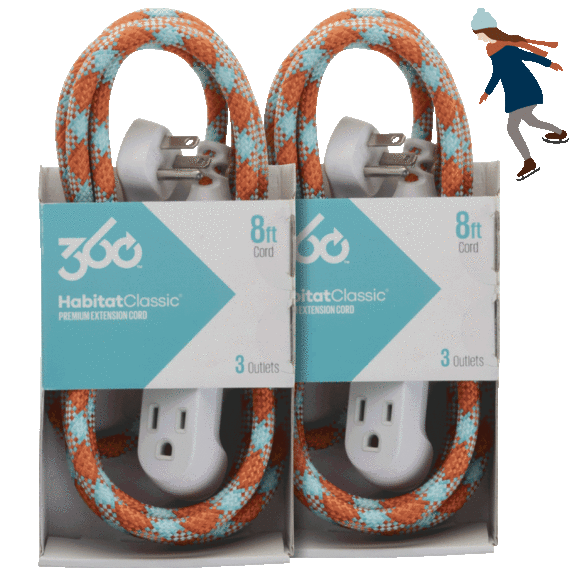 2-Pack: 360 Electrical Habitat Braided 3-Outlet Extension Cord