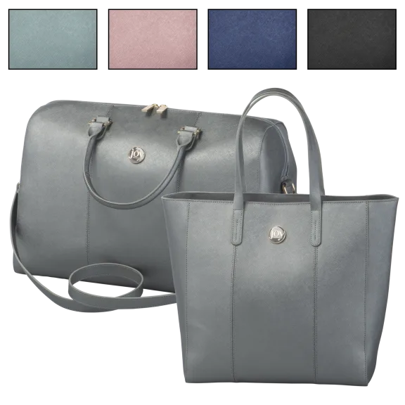 Joy Mangano Metallic Leather Weekender + Tote Set