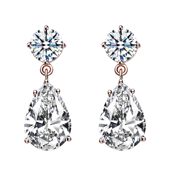 Megan Walford Lab Created Pear and Round Diamond Earrings