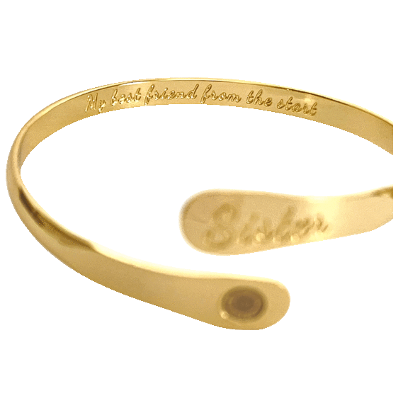 Hollywood Sensation Engraved Sister Bracelet "My best friend from the start"