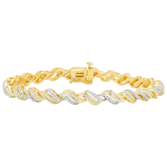 Diamond Muse 0.16 Carat TW Diamond Wave Design Bracelet Plated In Yellow Gold