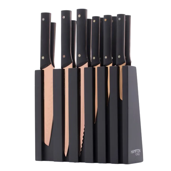 Hampton Forge 13-Piece Knight Copper Cutlery Block Set