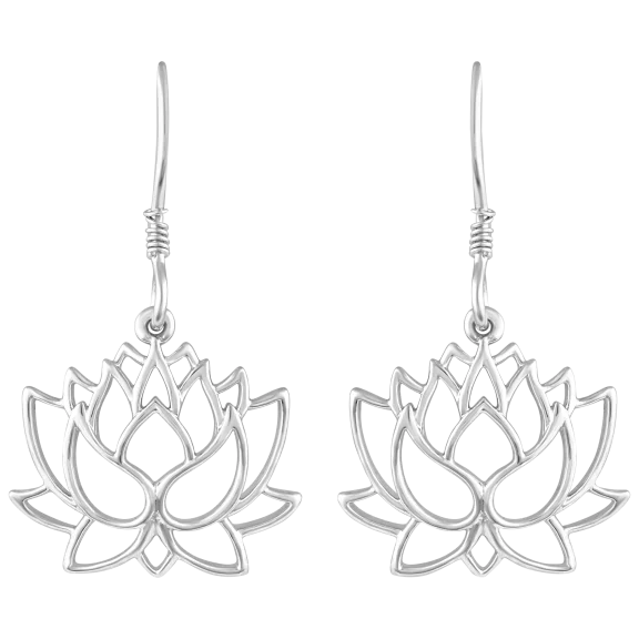 Prime and Pure Open Lotus Flower Drop Dangle Swing Earrings