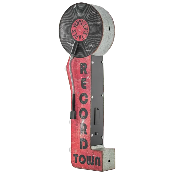 Record Town Vinyl LP's Tapes Vintage LED Sign