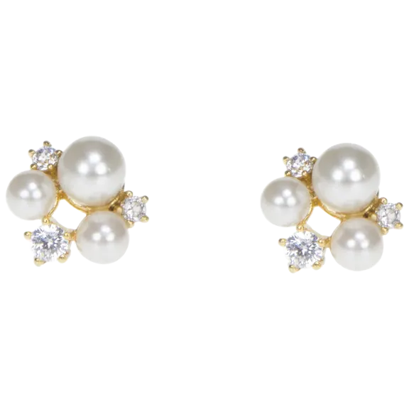 CZ by Kenneth Jay Lane Pearl & Cubic Zirconia Cluster Earring