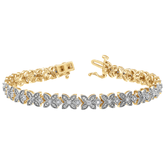 Diamond Muse 1/2 Carat TW Flower Design Genuine Diamond Tennis Bracelet