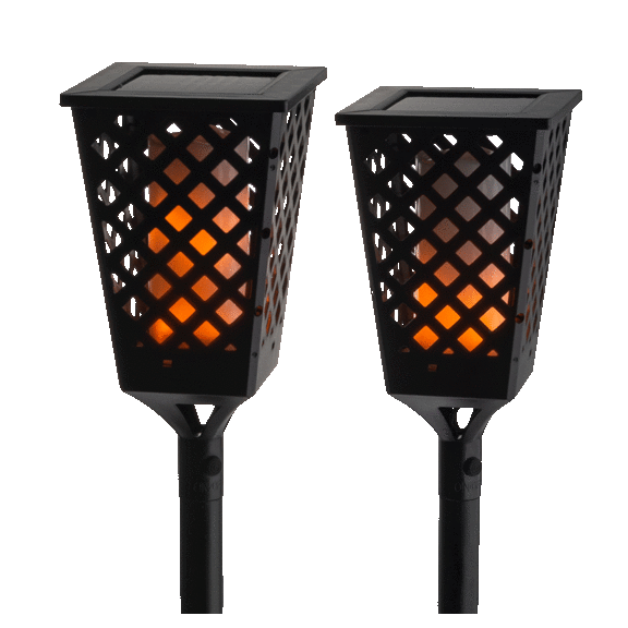2-Pack: Dancing Flame TIKI Torches with Solar Charging LED Lights