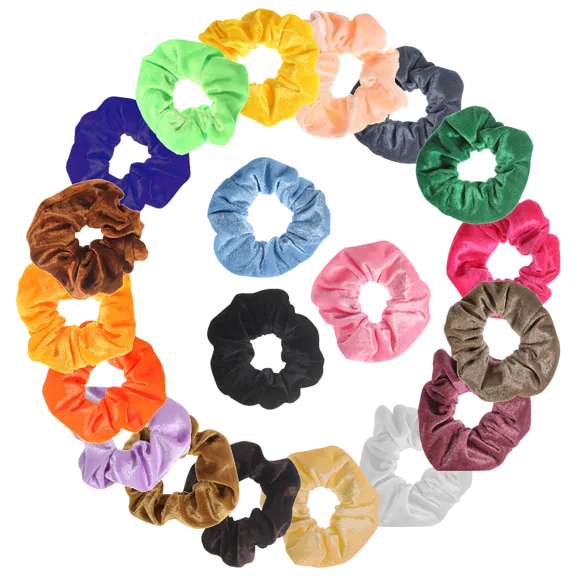 20-Pack: Premium Velvet Elastic Hair Scrunchies