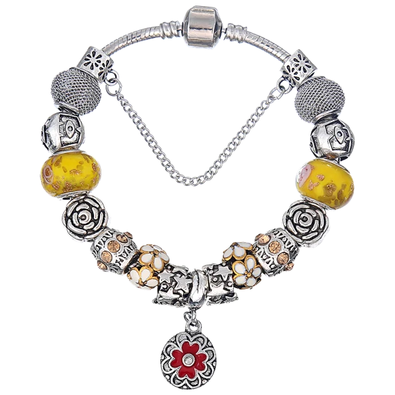 Tamborat Murano Glass Flower Charm Bracelet