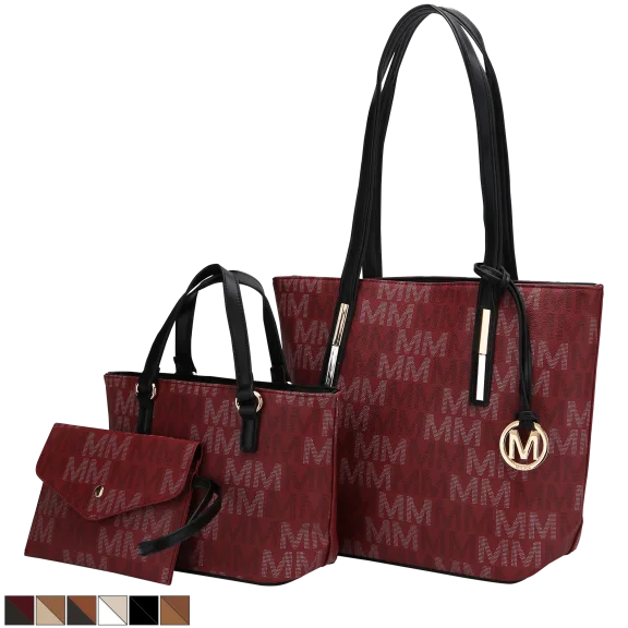 MKF Collection 3-Piece Aylet M Tote with Mini Bag and Wristlet Pouch