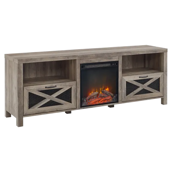 Walker Edison Abilene 70" Rustic Farmhouse Fireplace TV Stand
