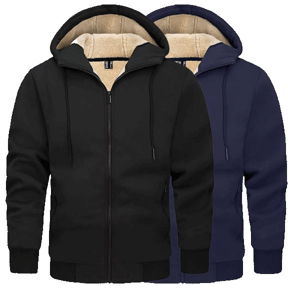 2-Pack: Nextex Apparel Men's Sherpa Lined Full-Zip Hoodies