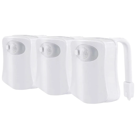 3-Pack: Hakol Motion Sensor LED 8 Color Toilet Bowl Night Light