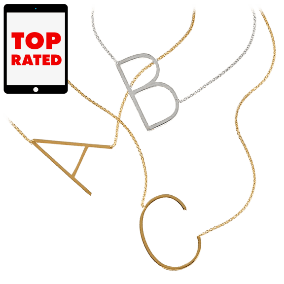 Savvy Cie 18K Gold or Silver Plated 1.5” Large Initial Necklaces