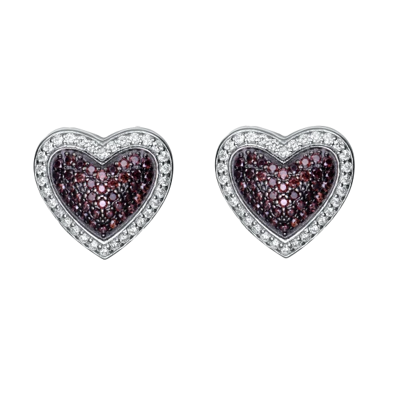 Lab Created Coffee Diamond Heart Earrings