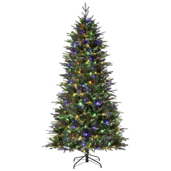 Glitzhome 7.5ft Pre-Lit Green Fir Artificial Christmas Tree