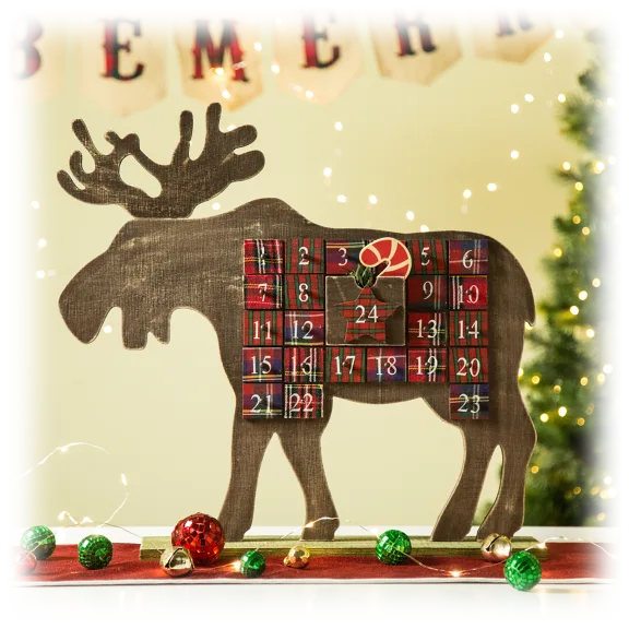 Glitzhome Countdown 24.02"L Wooden Reindeer Countdown