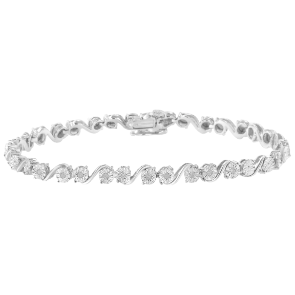 Haus of Brilliance Sterling Silver 1/10 Carat TW Diamond Link Bracelet