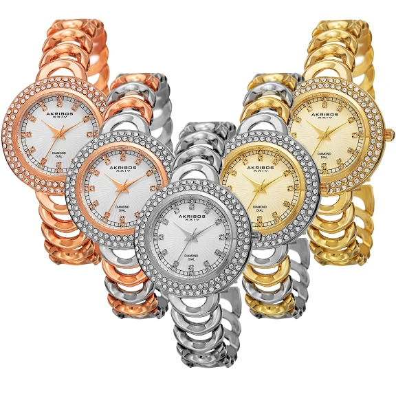 Akribos XXIV Swarovski Crystal & Diamond Watch