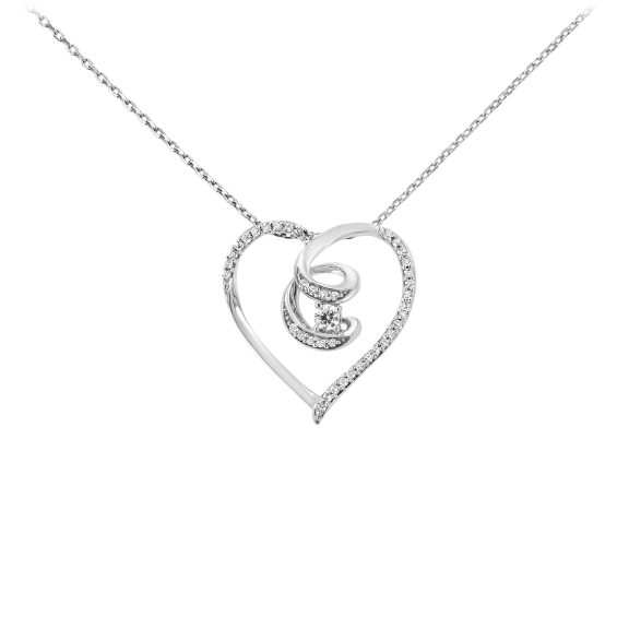 Haus of Brilliance .925 Sterling Silver 1/4 Carat TW Diamond Heart Pendant