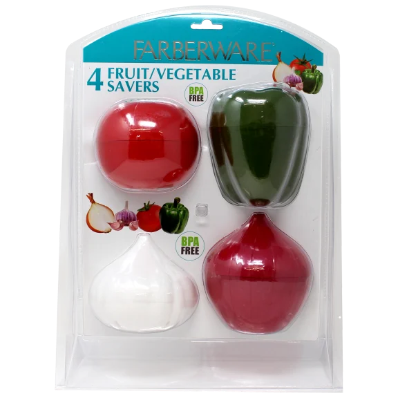 4-Pack: Farberware Vegetable Savers (Pepper, Garlic, Onion, Tomato)